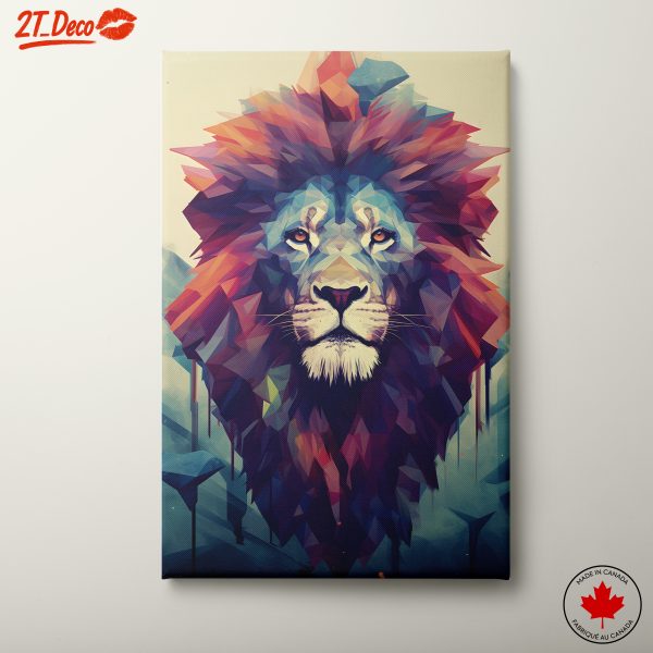 Stylized Lion Artwork with Vibrant Colors
