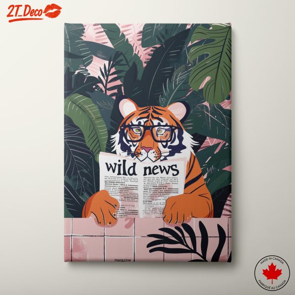 Playful Tiger Reading Wild News
