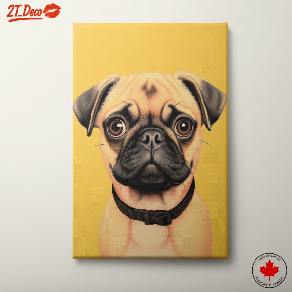Charming Pug Illustration with Yellow Background