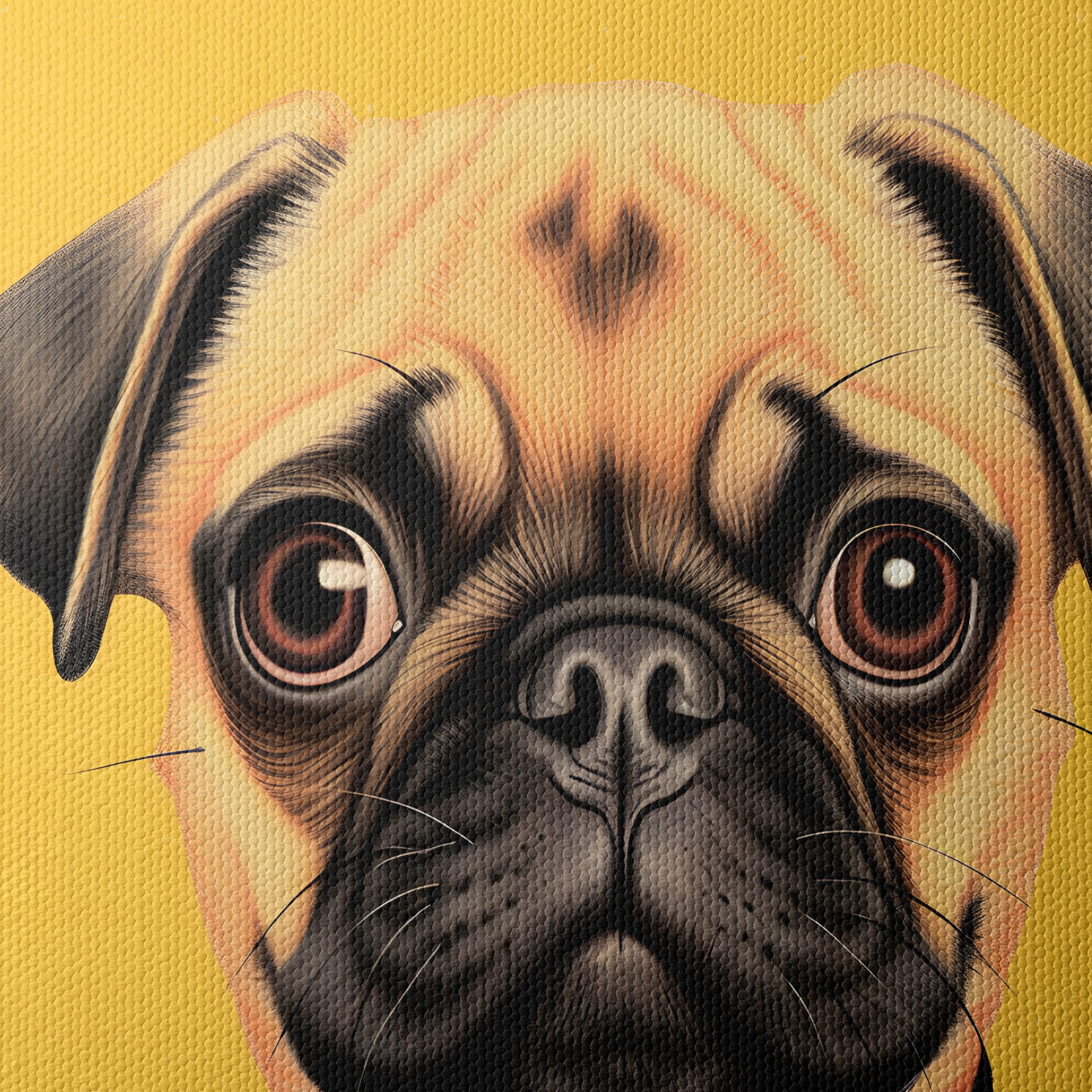 Charming Pug Illustration with Yellow Background - Image 4