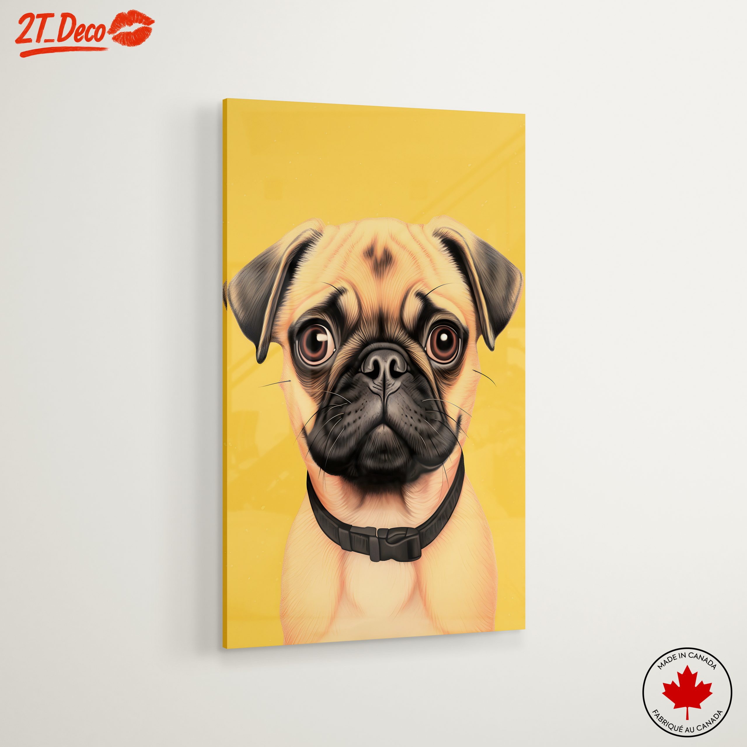 Charming Pug Illustration with Yellow Background - Image 6