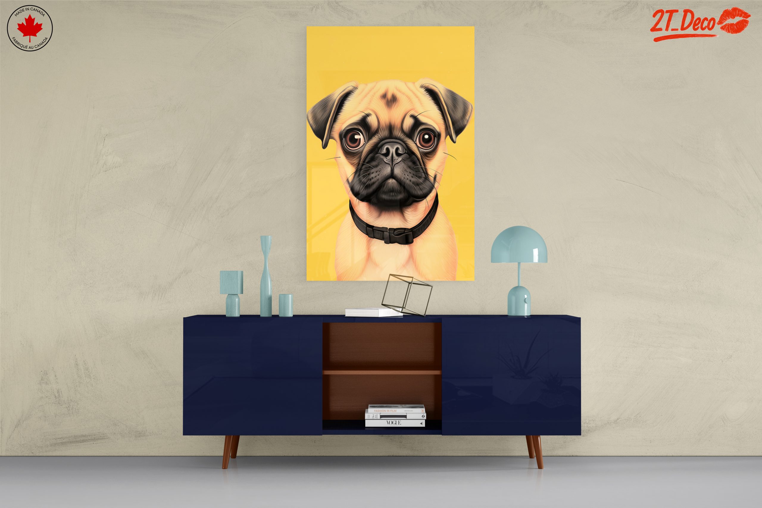 Charming Pug Illustration with Yellow Background - Image 8