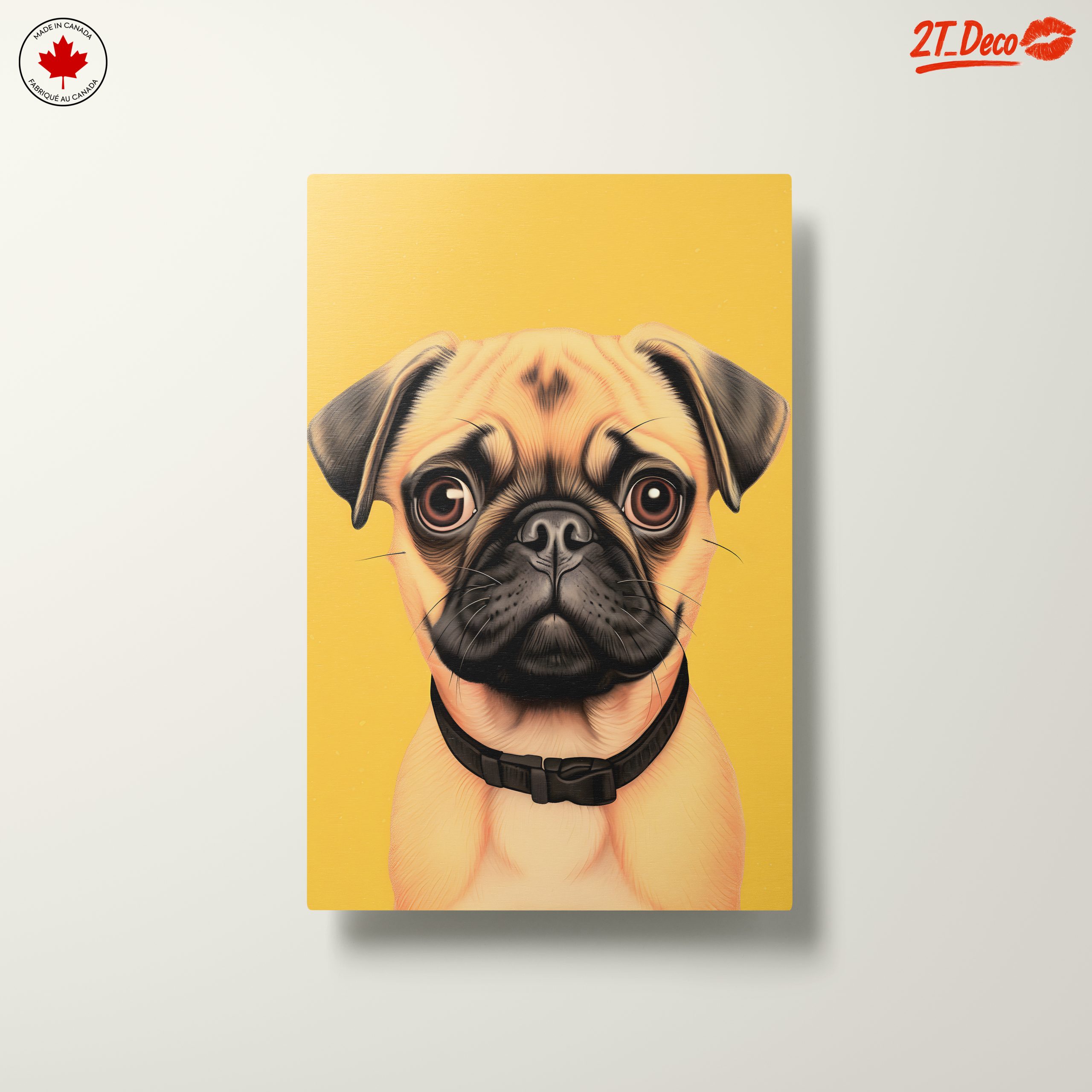 Charming Pug Illustration with Yellow Background - Image 10