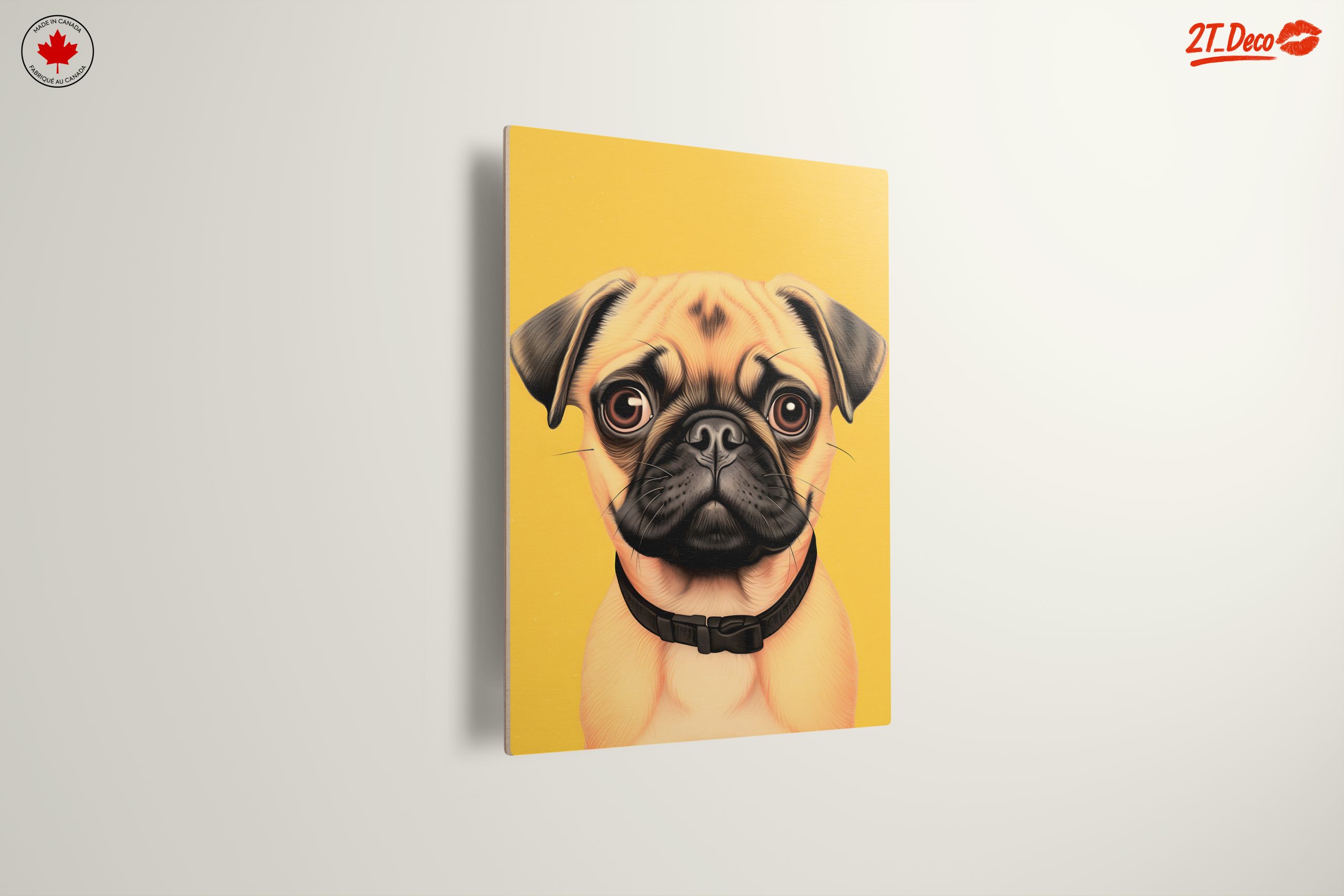 Charming Pug Illustration with Yellow Background - Image 13