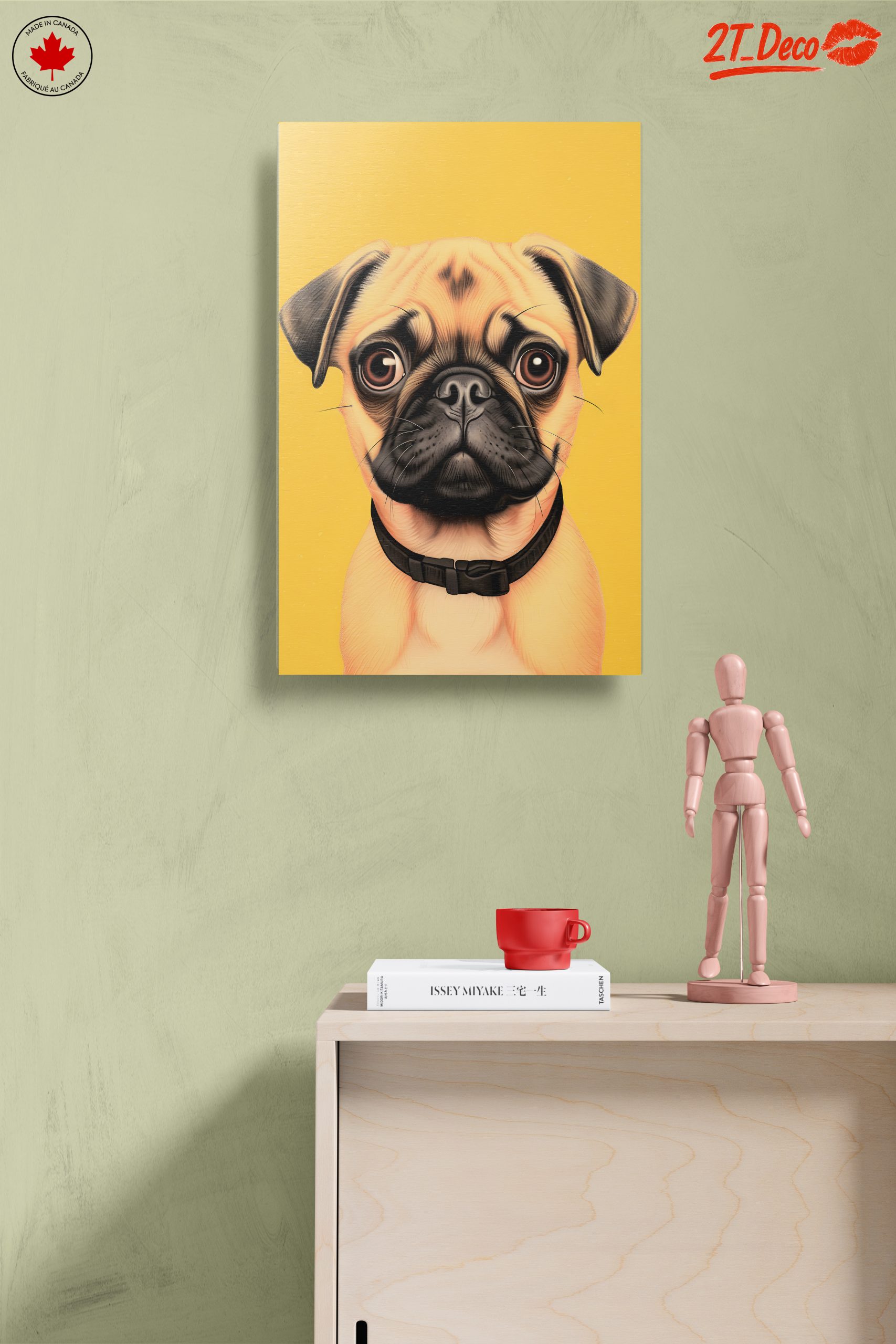 Charming Pug Illustration with Yellow Background - Image 14