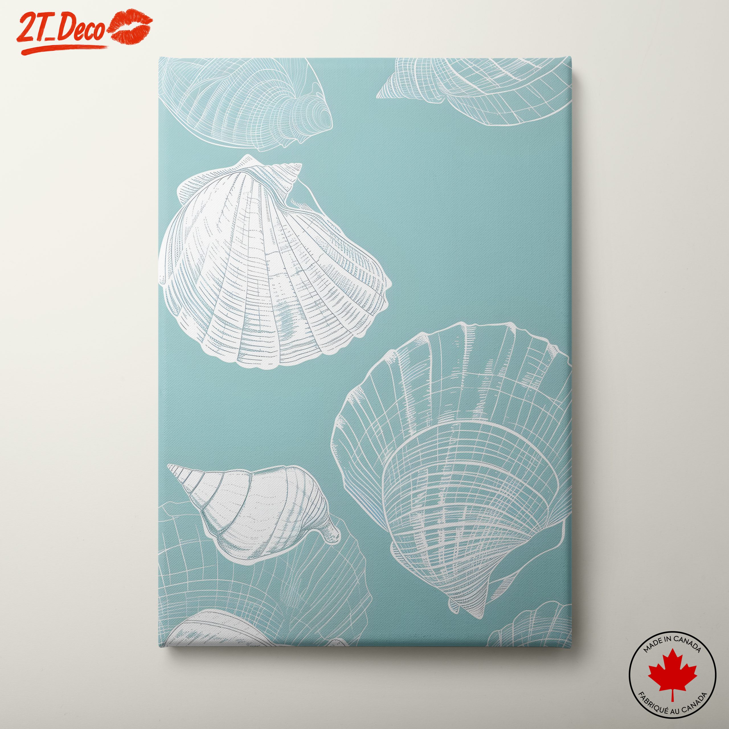 Abstract Seashell Composition on Blue