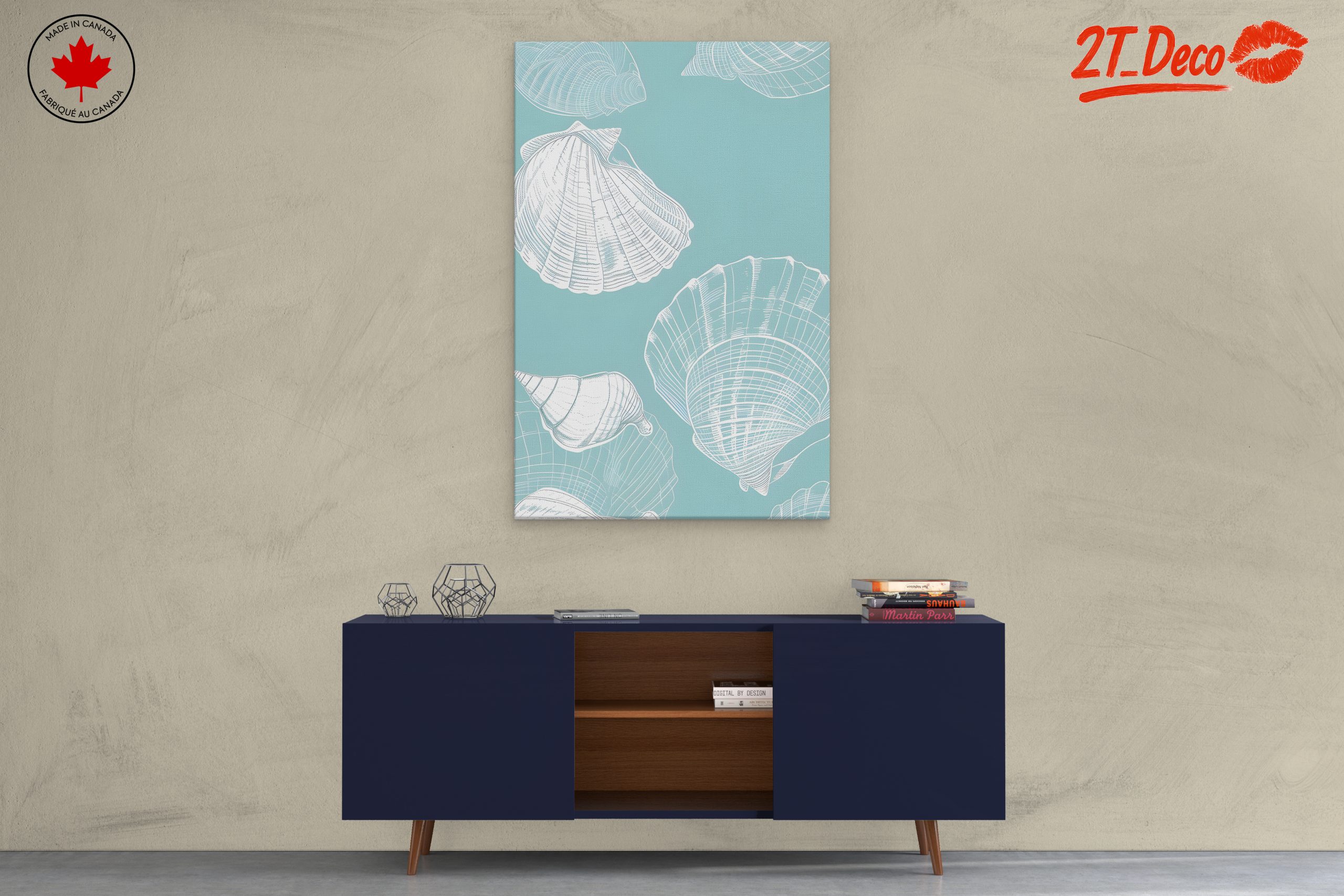Abstract Seashell Composition on Blue - Image 3