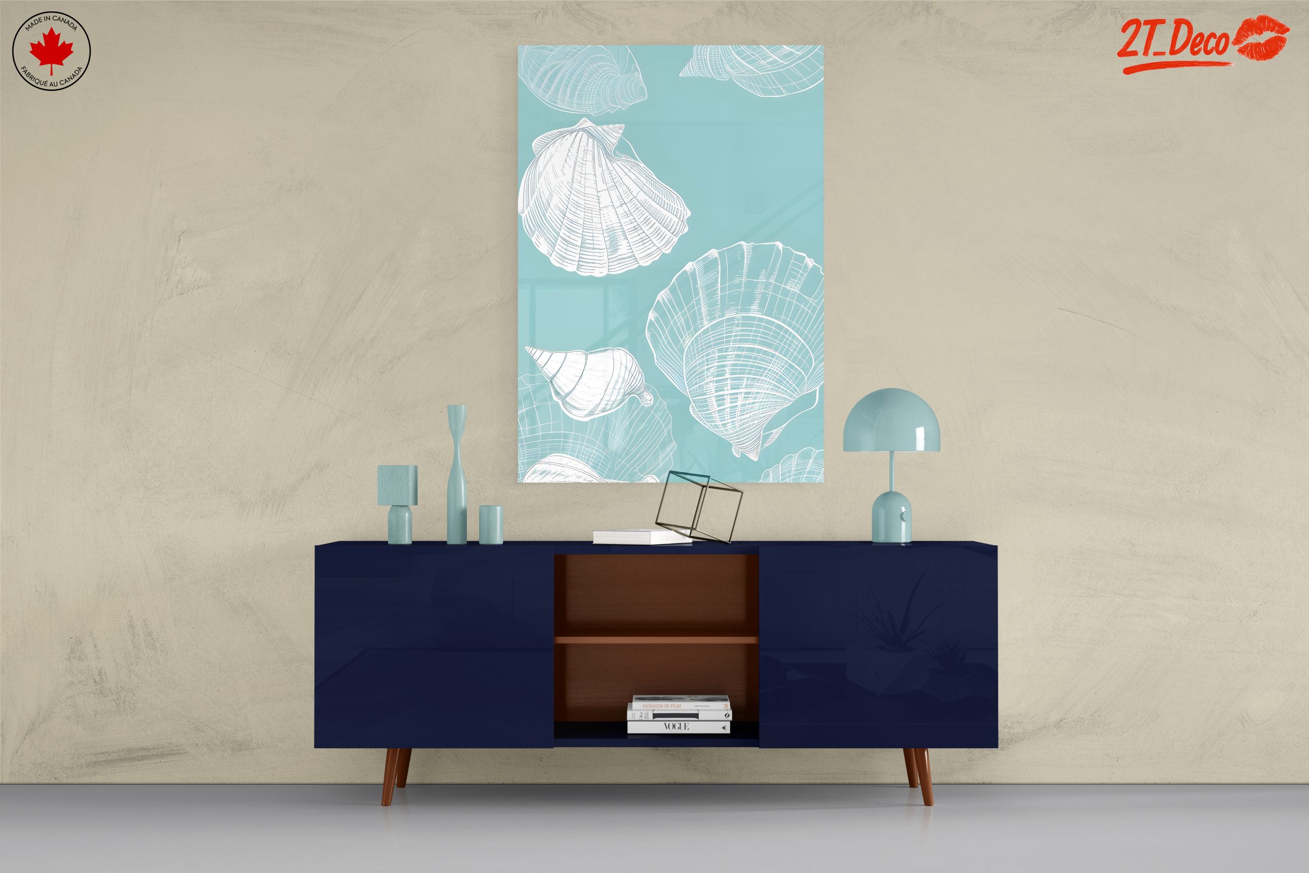 Abstract Seashell Composition on Blue - Image 8