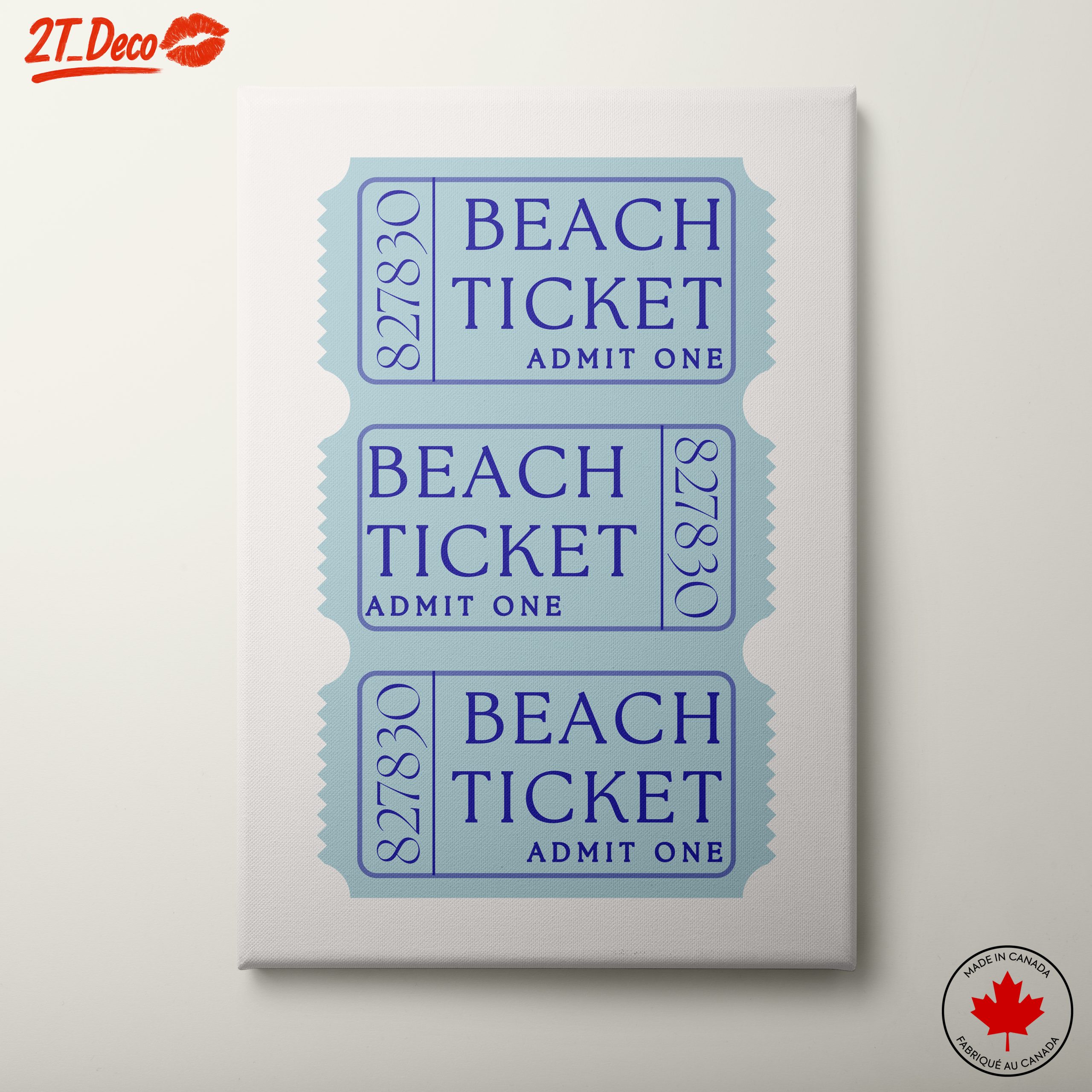Beach Ticket Artwork for Coastal Decor