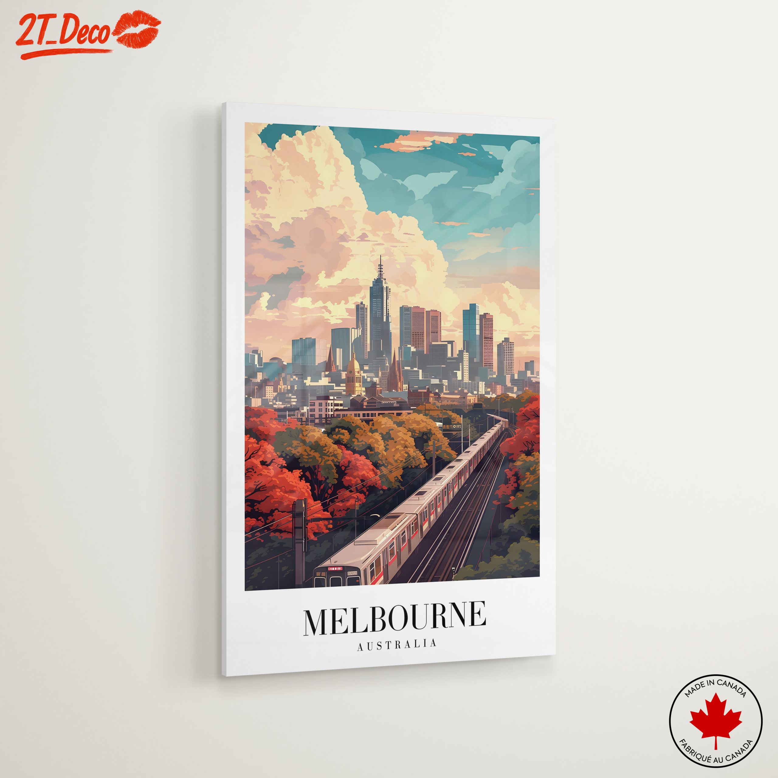 Stylized Melbourne Cityscape Art - Image 6