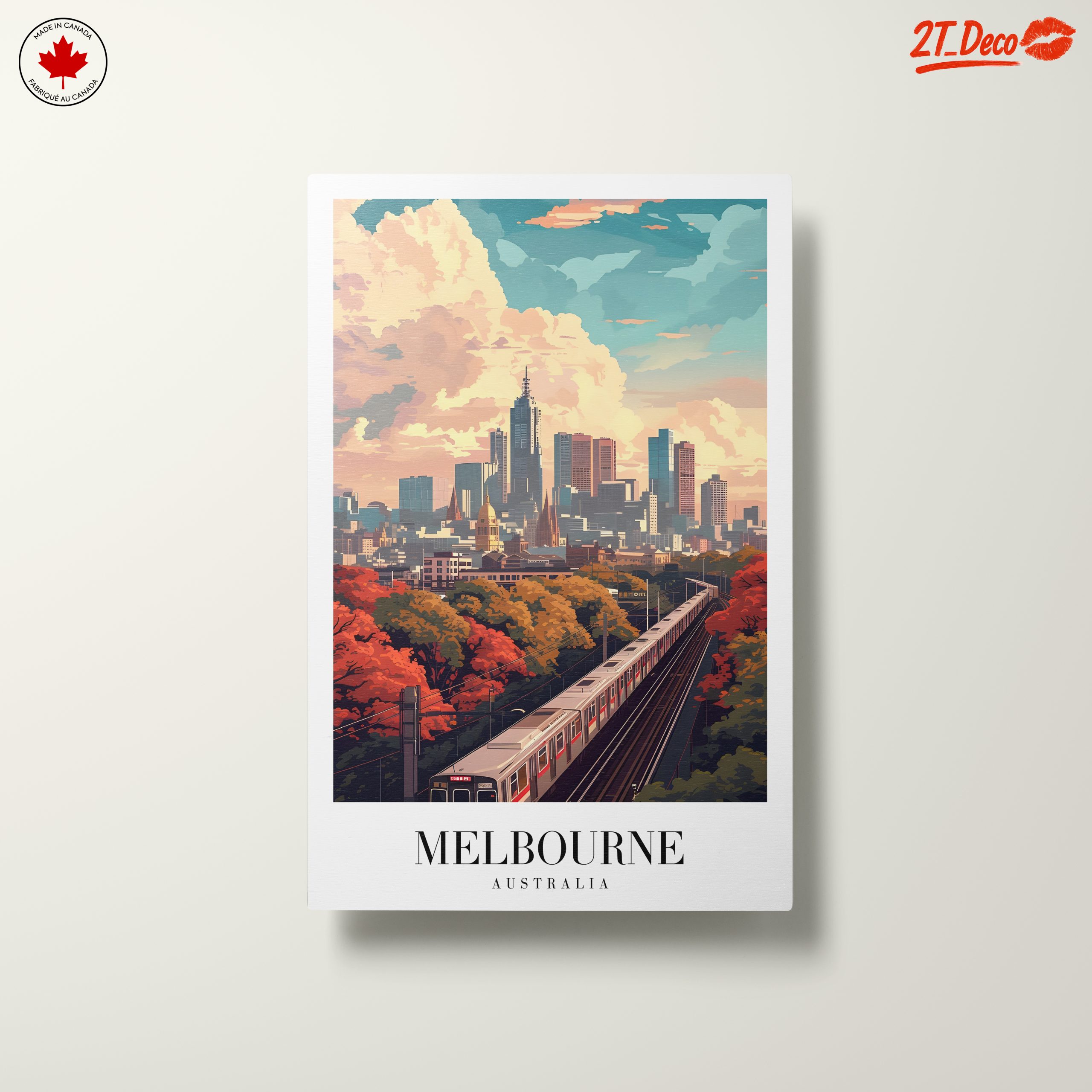 Stylized Melbourne Cityscape Art - Image 10