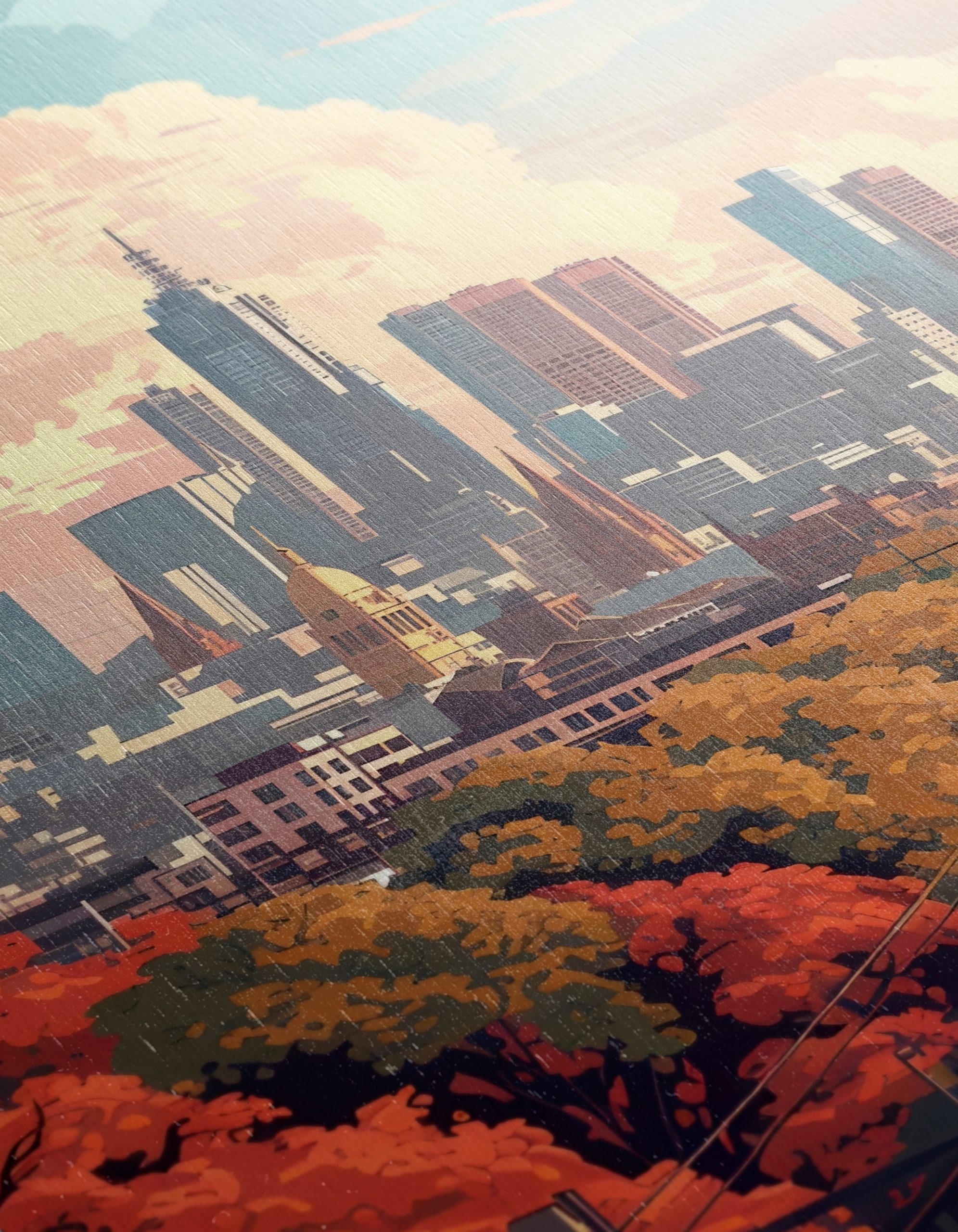 Stylized Melbourne Cityscape Art - Image 12