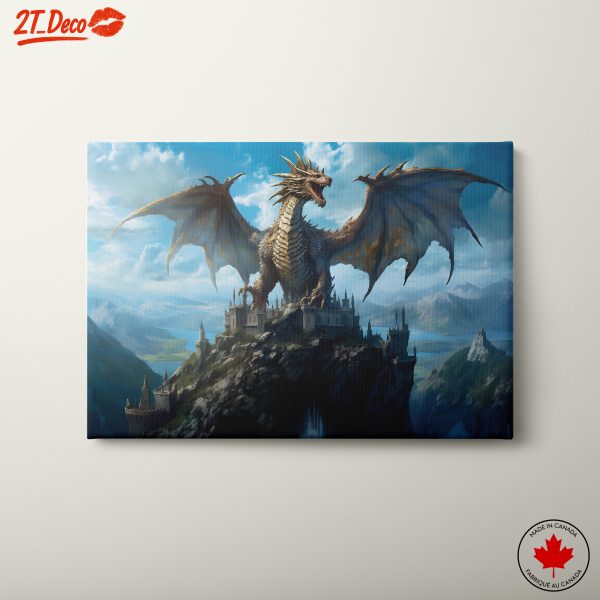 Majestic Dragon Overlooking a Castle