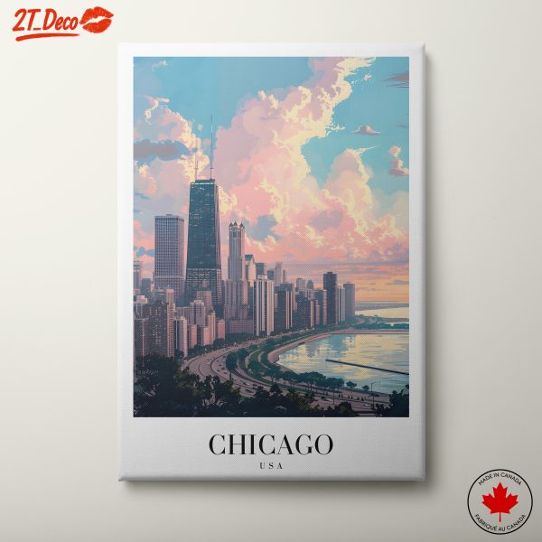 Summer Evening Chicago Skyline Artwork