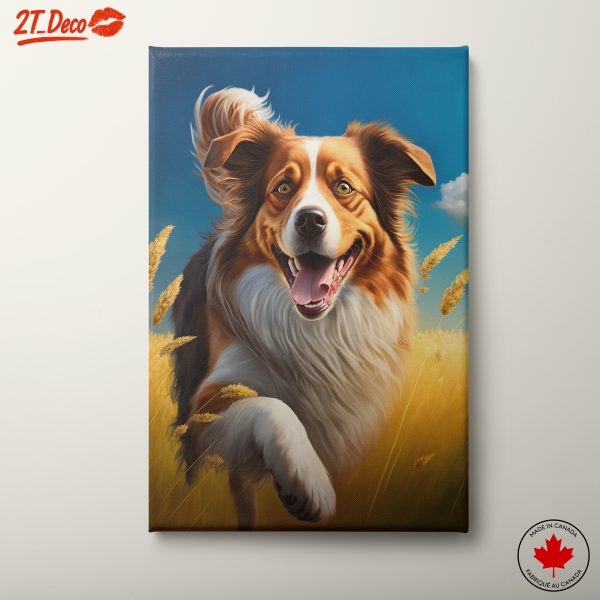 Happy Dog Running Through Wheat Field