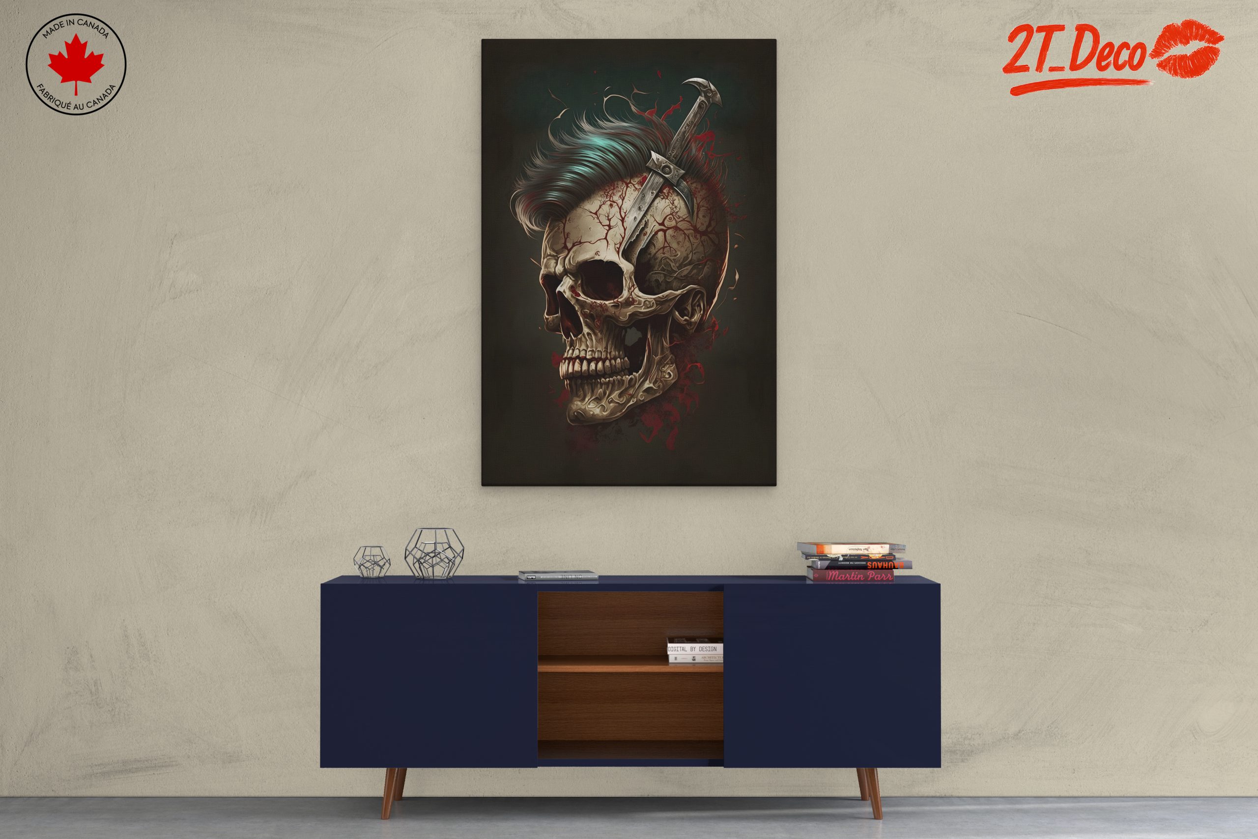 Surreal Skull Art with Sword - Image 3