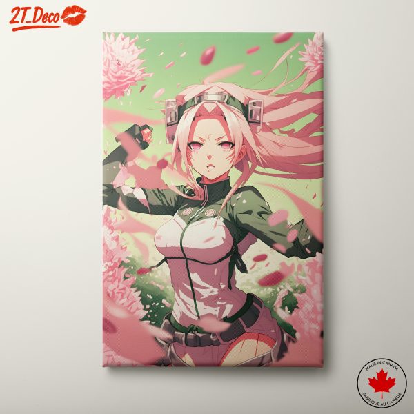 Dynamic Naruto Character Artwork with Cherry Blossoms