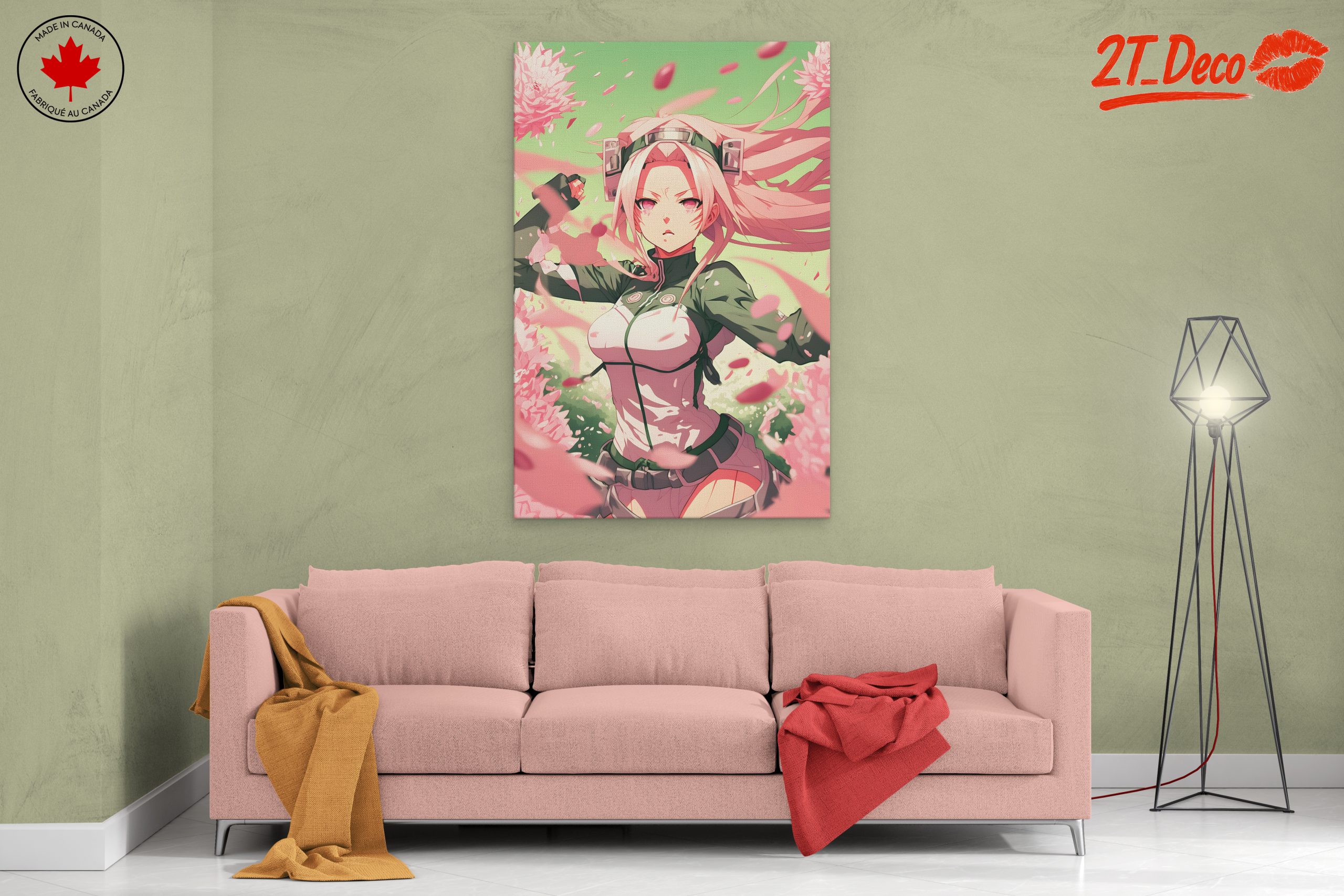 Dynamic Naruto Character Artwork with Cherry Blossoms - Image 2