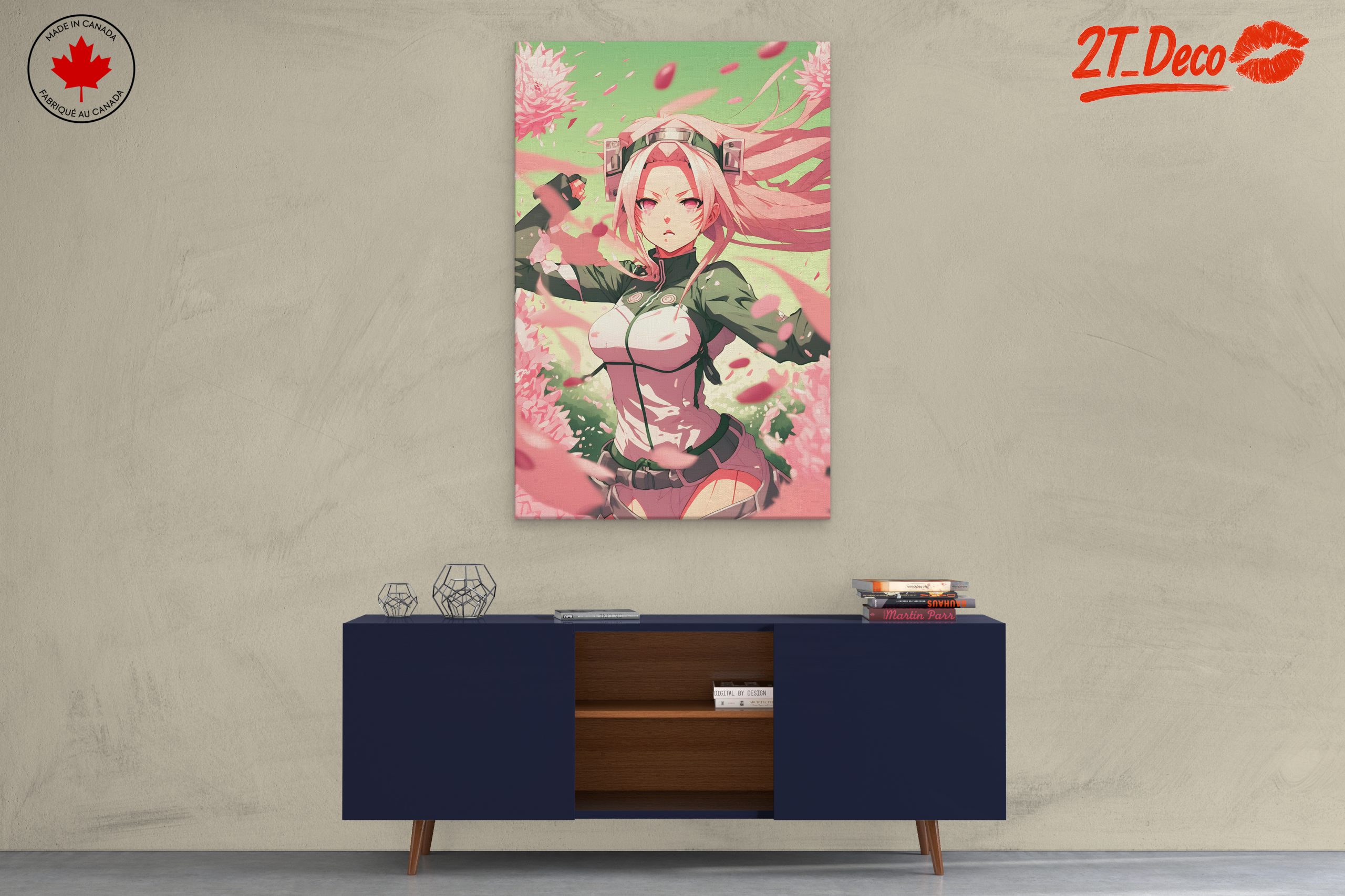 Dynamic Naruto Character Artwork with Cherry Blossoms - Image 3