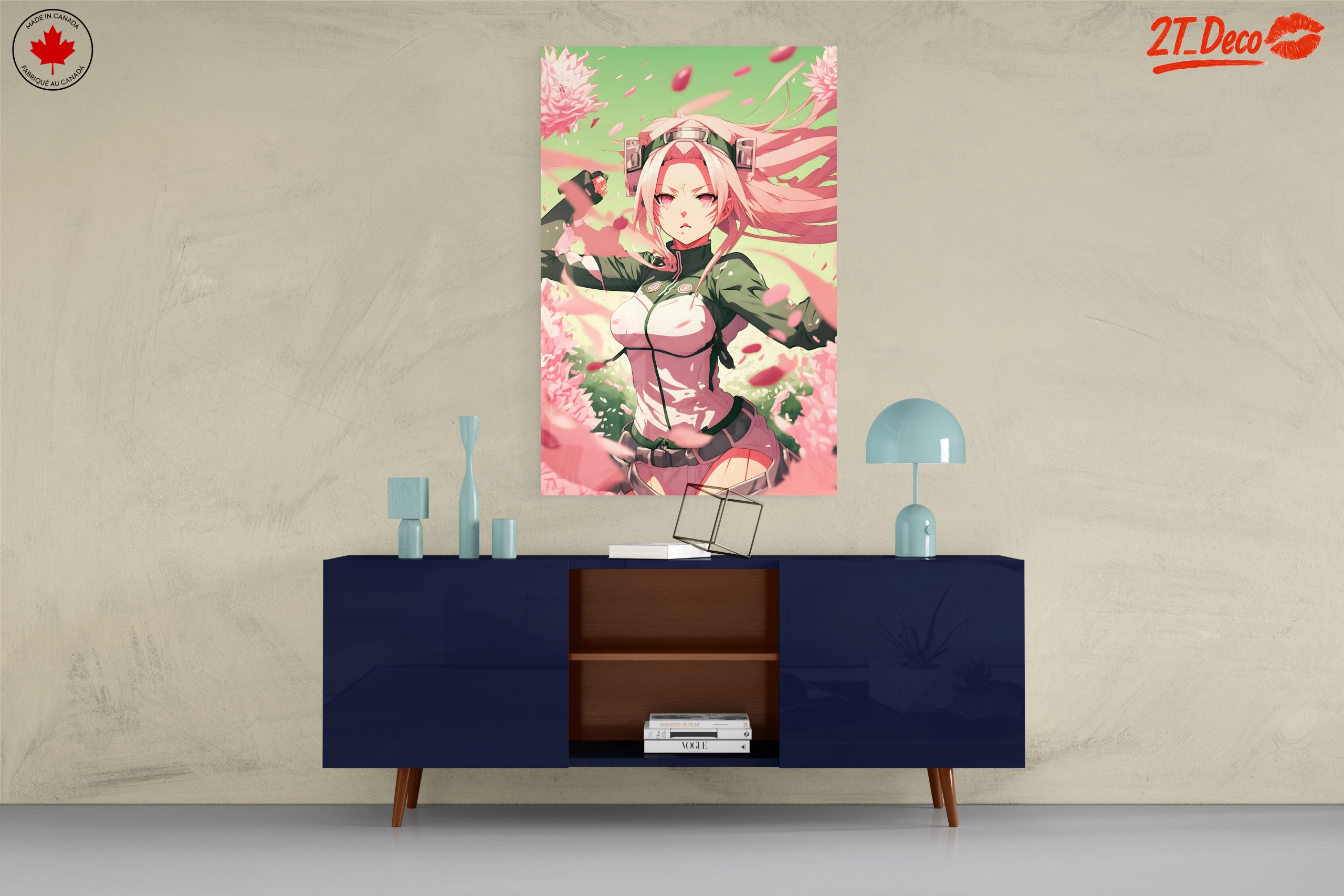 Dynamic Naruto Character Artwork with Cherry Blossoms - Image 8
