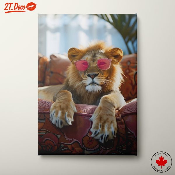 Stylish Lion Portrait with Sunglasses