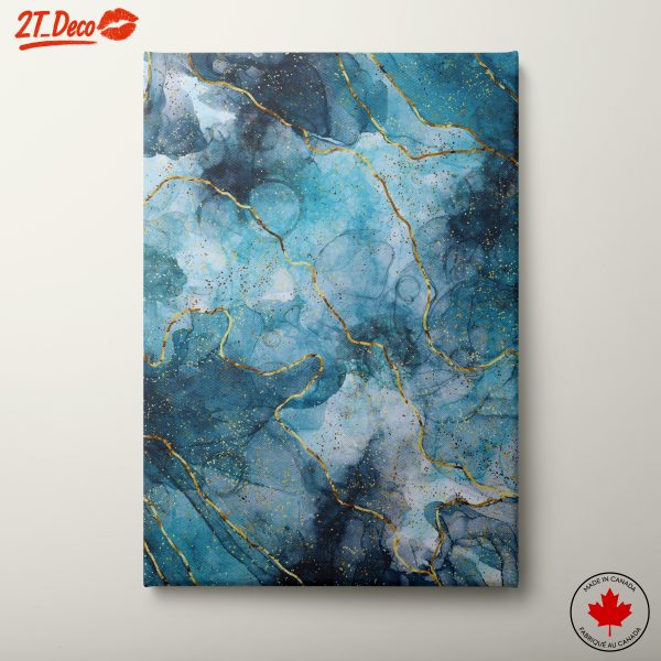 Elegant Abstract Blue and Gold Art