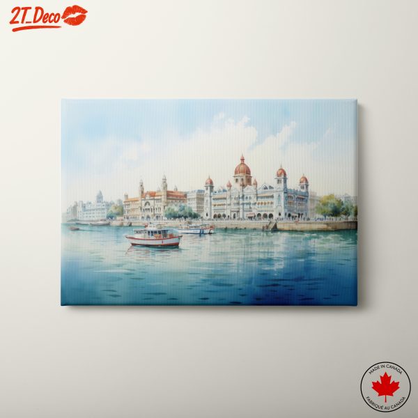 Peaceful Cityscape Over Water