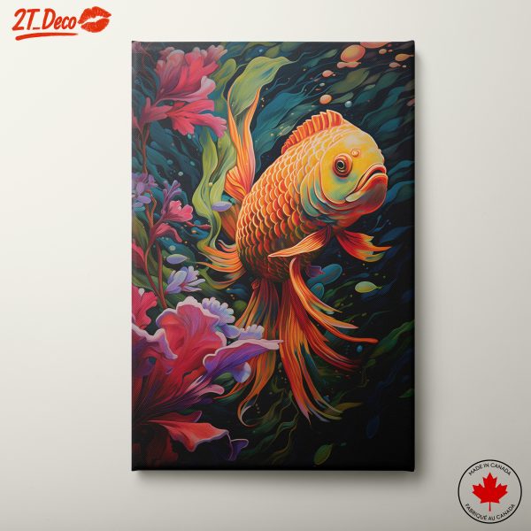 Vibrant Goldfish Among Colorful Flora
