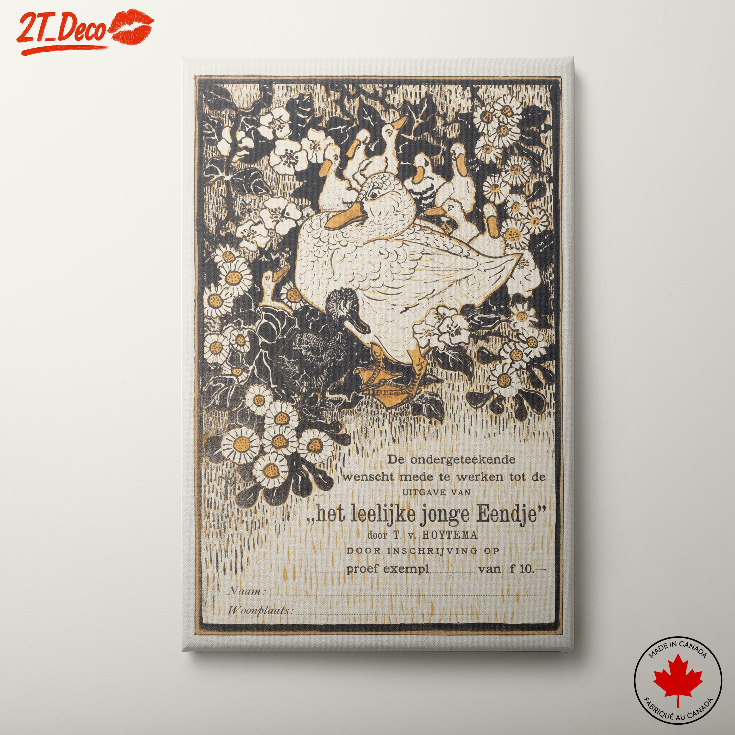 Charming Duck and Ducklings Among Blossoms