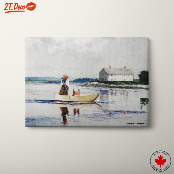 Serene Abstract Landscape with Fisherman