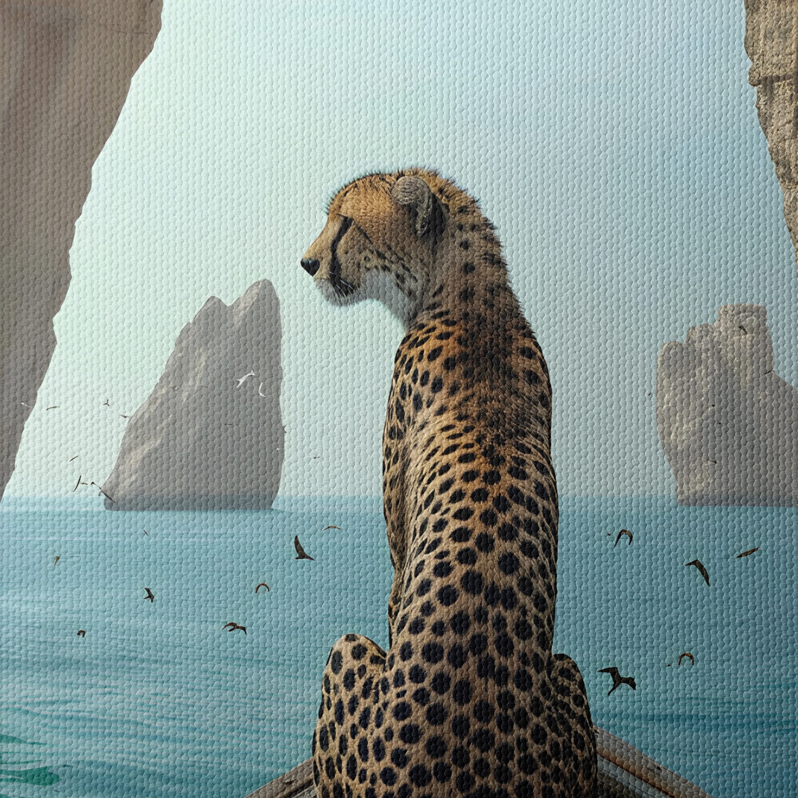 Cheetah Sailing Towards Rocky Cliffs - Image 4