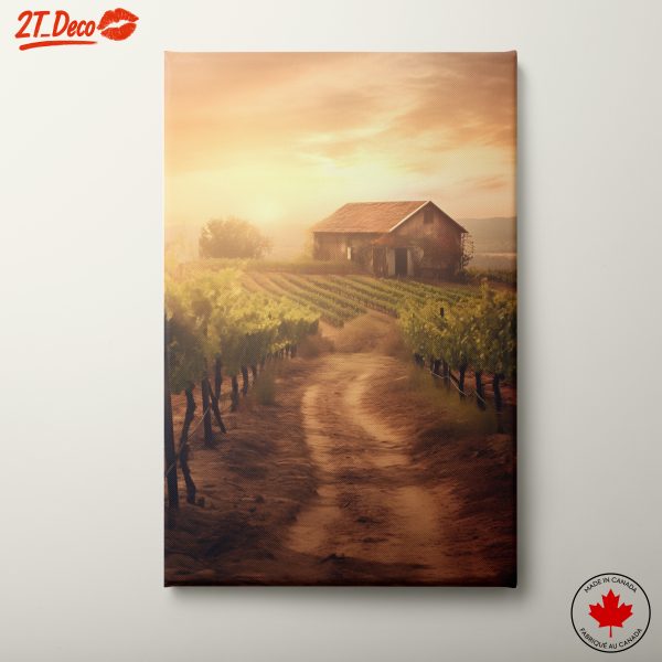 Scenic Vineyard Path in Sunset