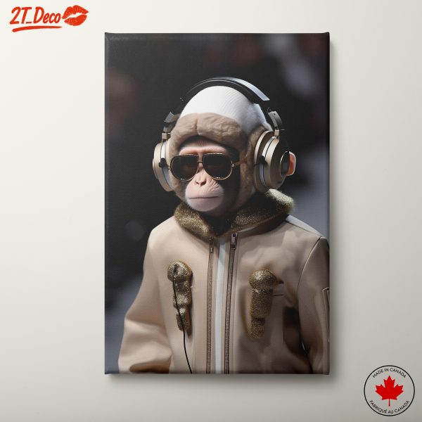 Stylized Monkey Wearing Headphones and Sunglasses