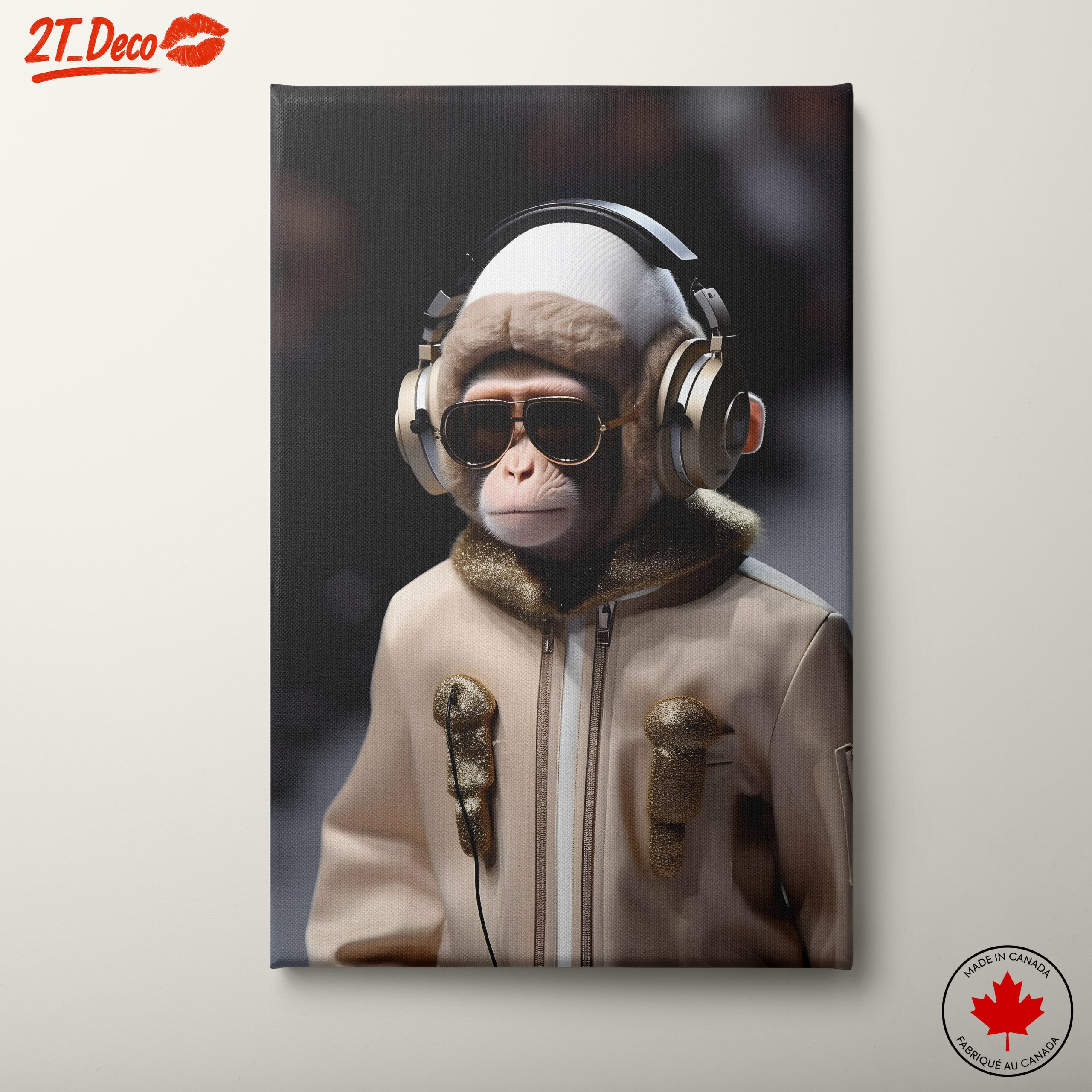 Stylized Monkey Wearing Headphones and Sunglasses