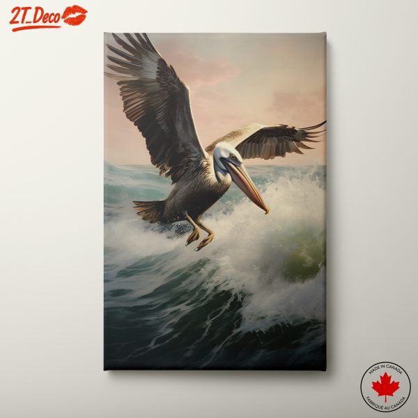 Majestic Pelican in Ocean Waves