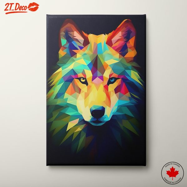 Vibrant Colored Wolf Portrait Art