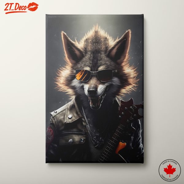 Stylized Wolf Character with Guitar