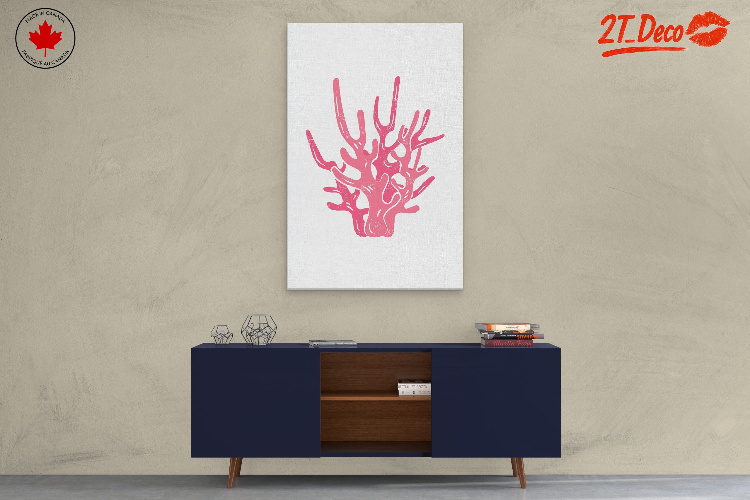Stylized Pink Coral Abstract Art - Image 3