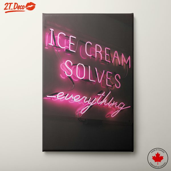 Neon Inspirational Quote Art: Ice Cream Solves Everything