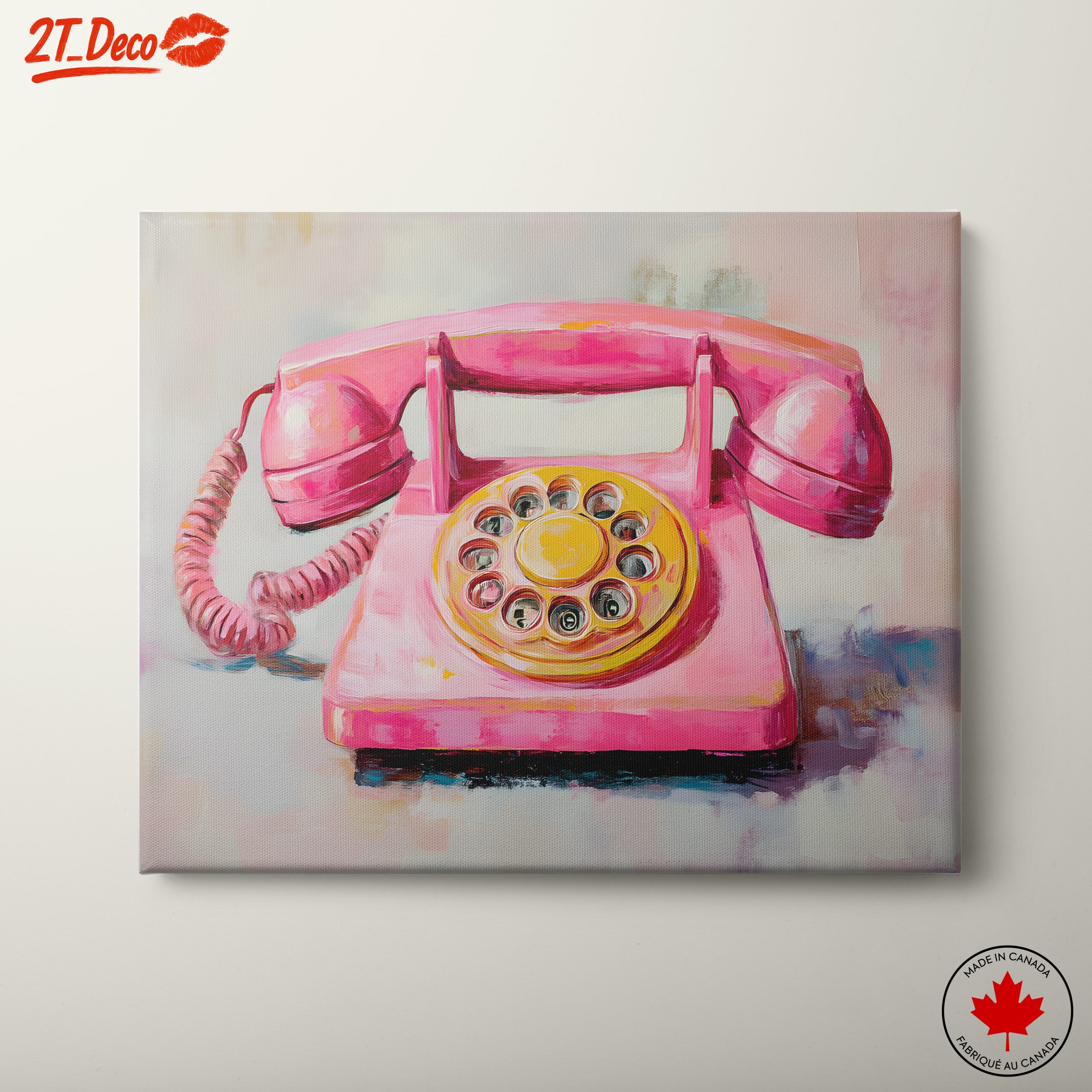 Whimsical Pink Vintage Telephone Art