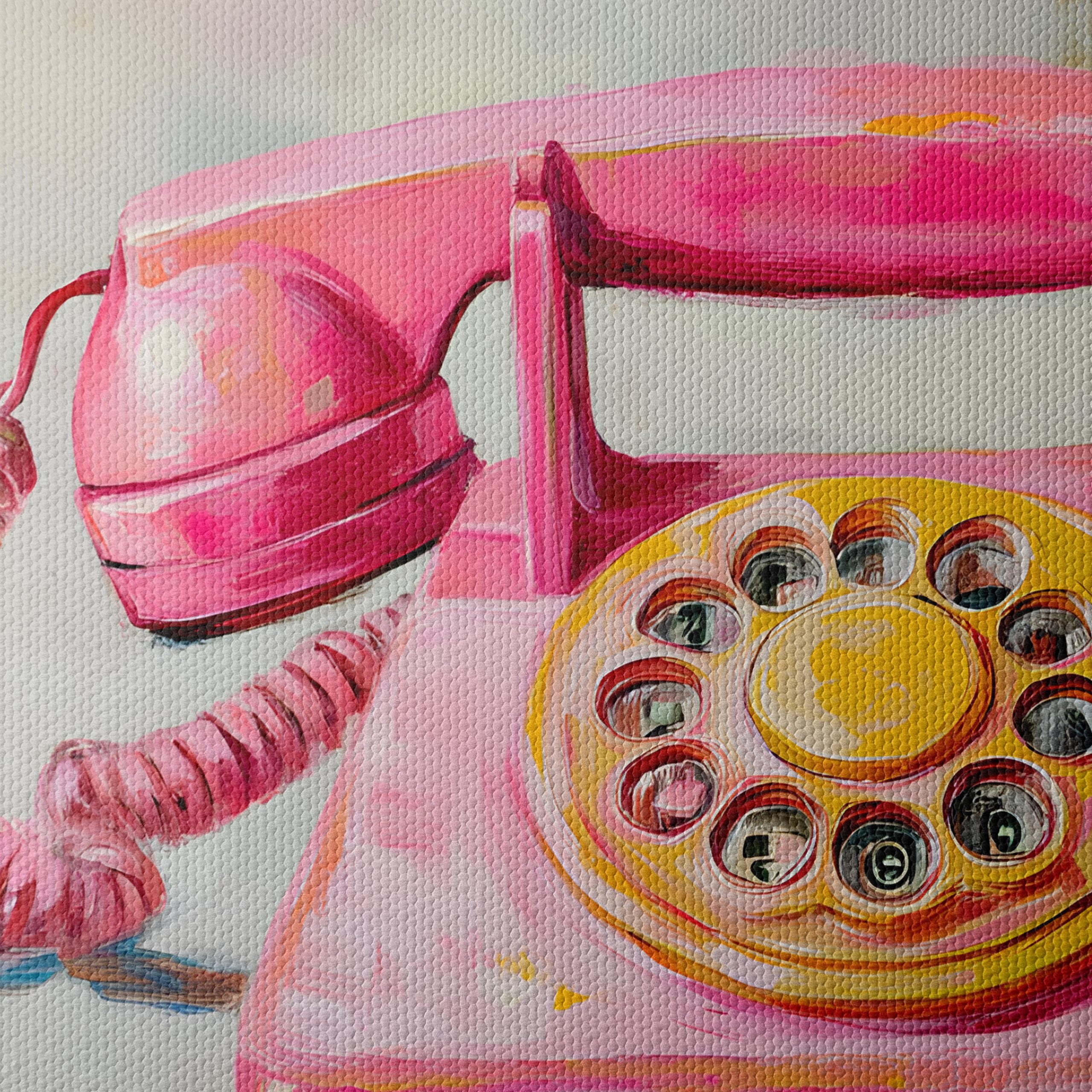 Whimsical Pink Vintage Telephone Art - Image 4