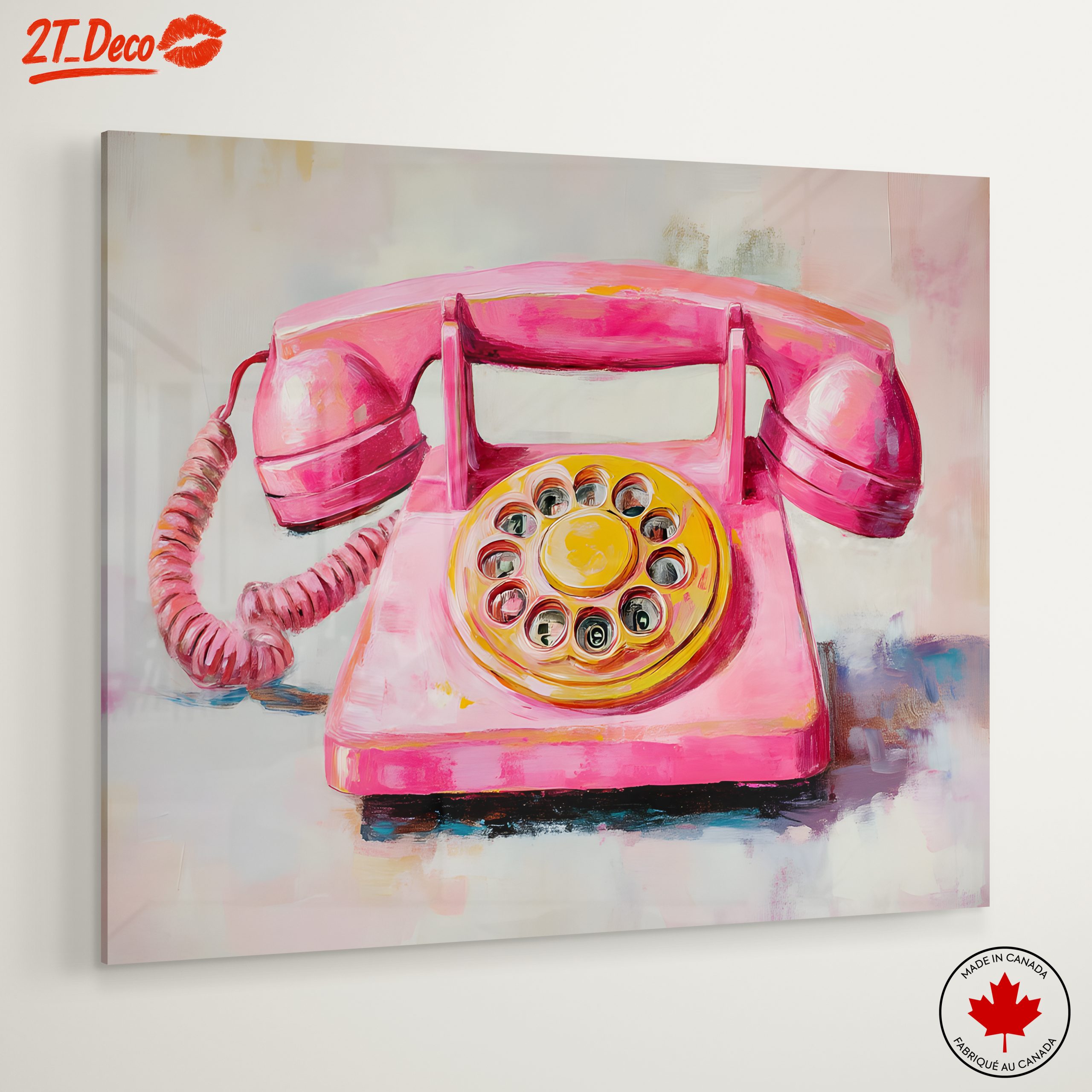 Whimsical Pink Vintage Telephone Art - Image 6