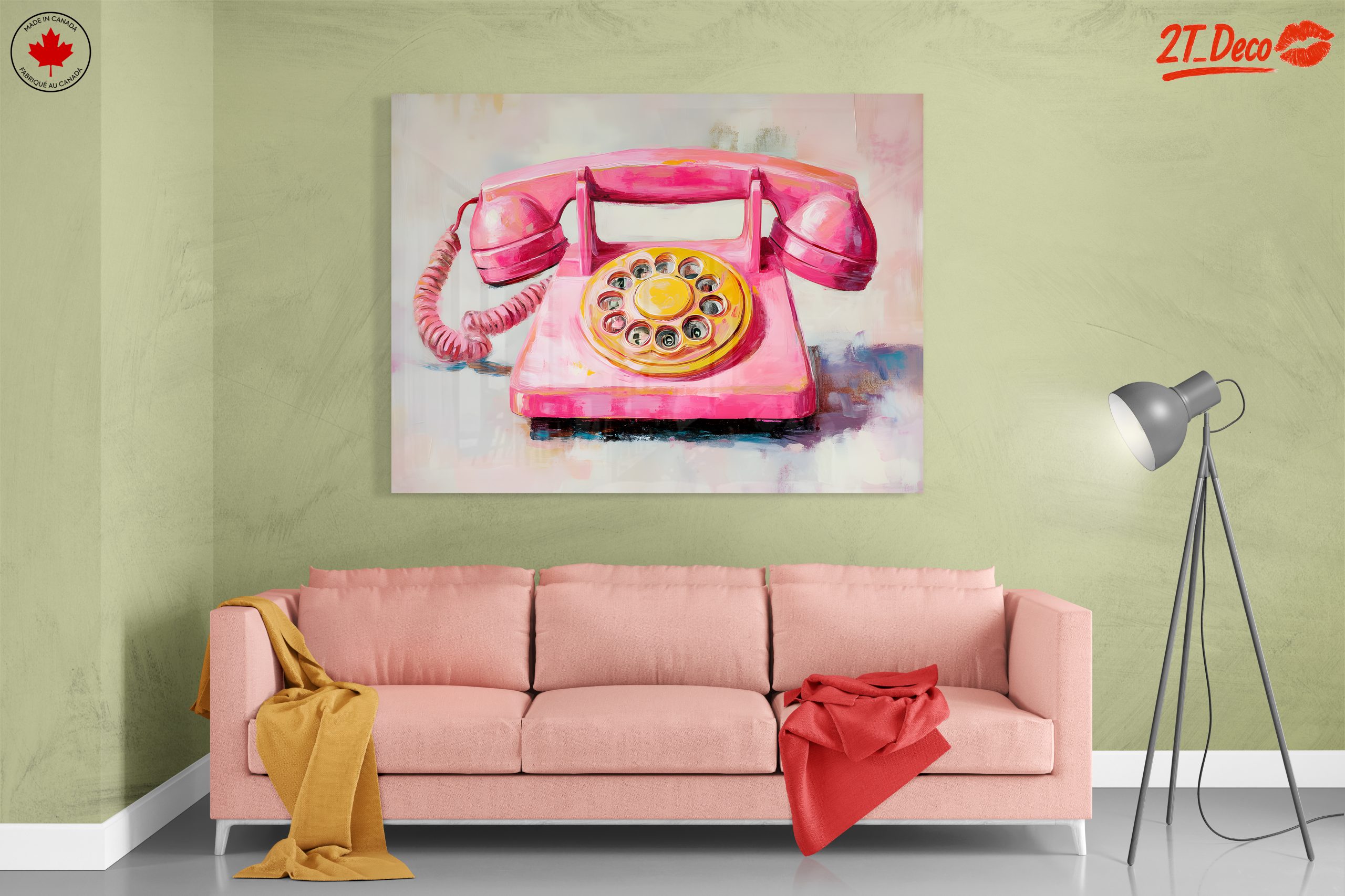 Whimsical Pink Vintage Telephone Art - Image 7