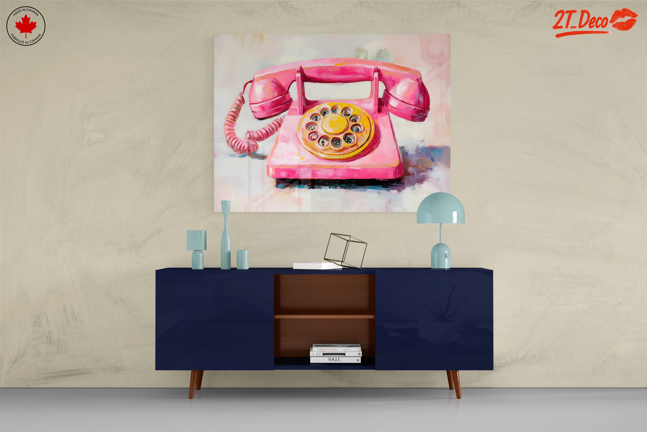 Whimsical Pink Vintage Telephone Art - Image 8