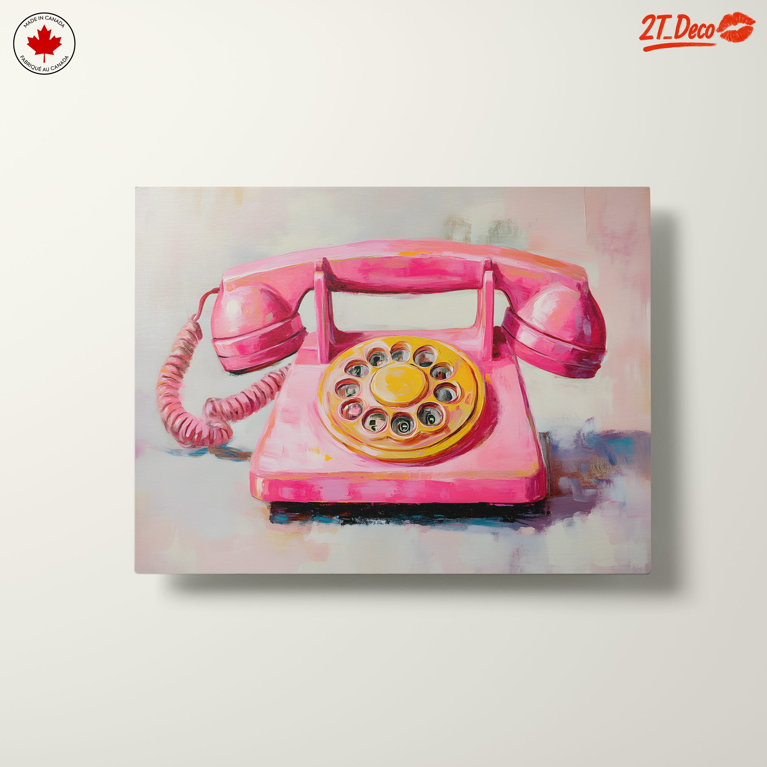Whimsical Pink Vintage Telephone Art - Image 10