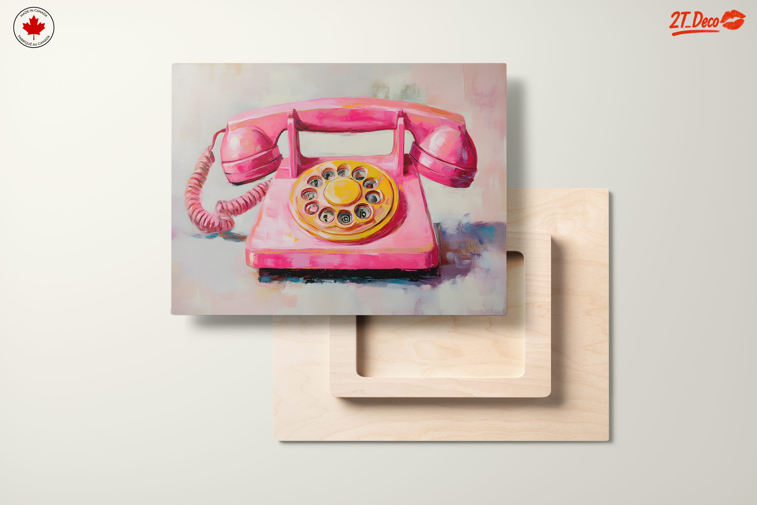 Whimsical Pink Vintage Telephone Art - Image 11