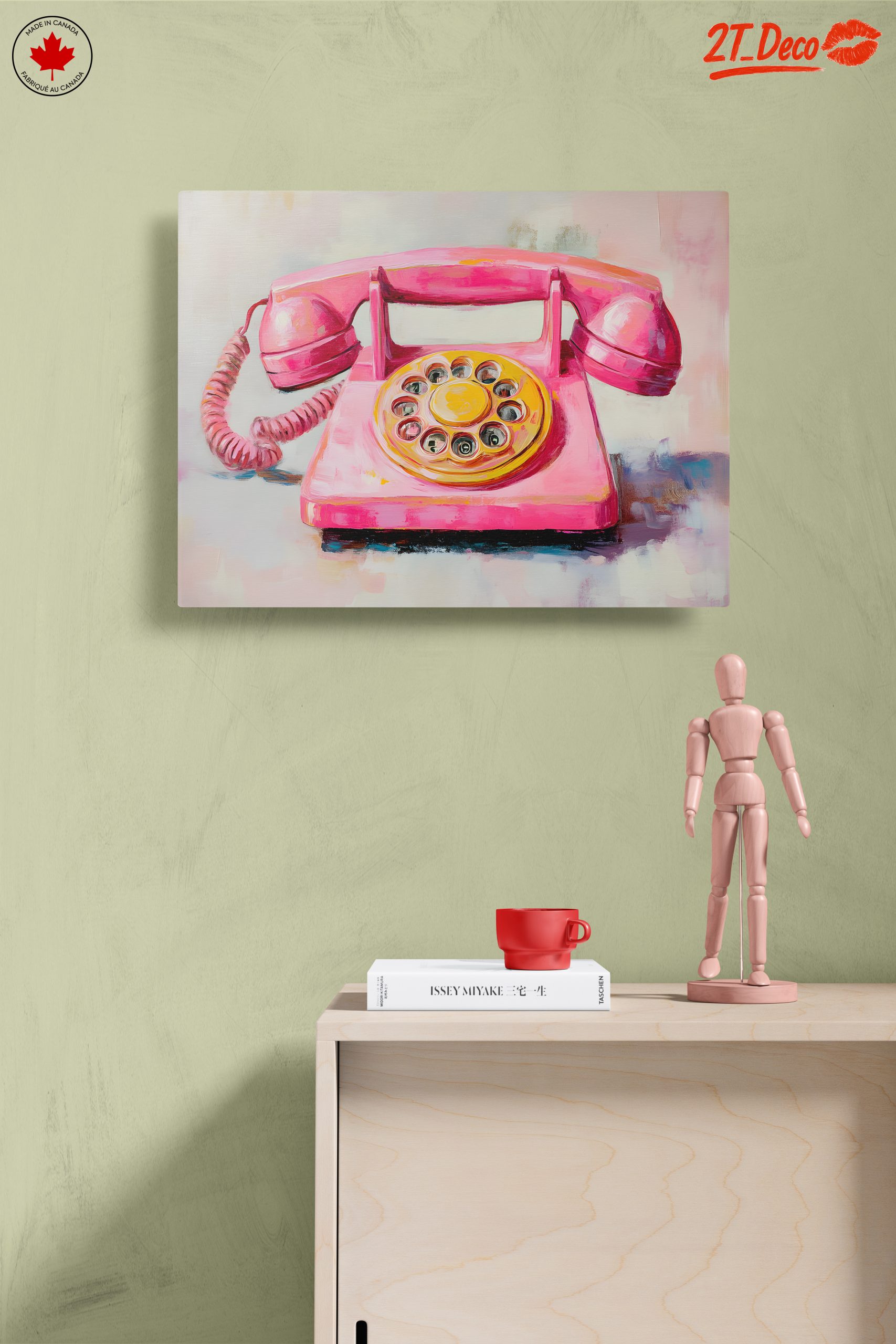Whimsical Pink Vintage Telephone Art - Image 14
