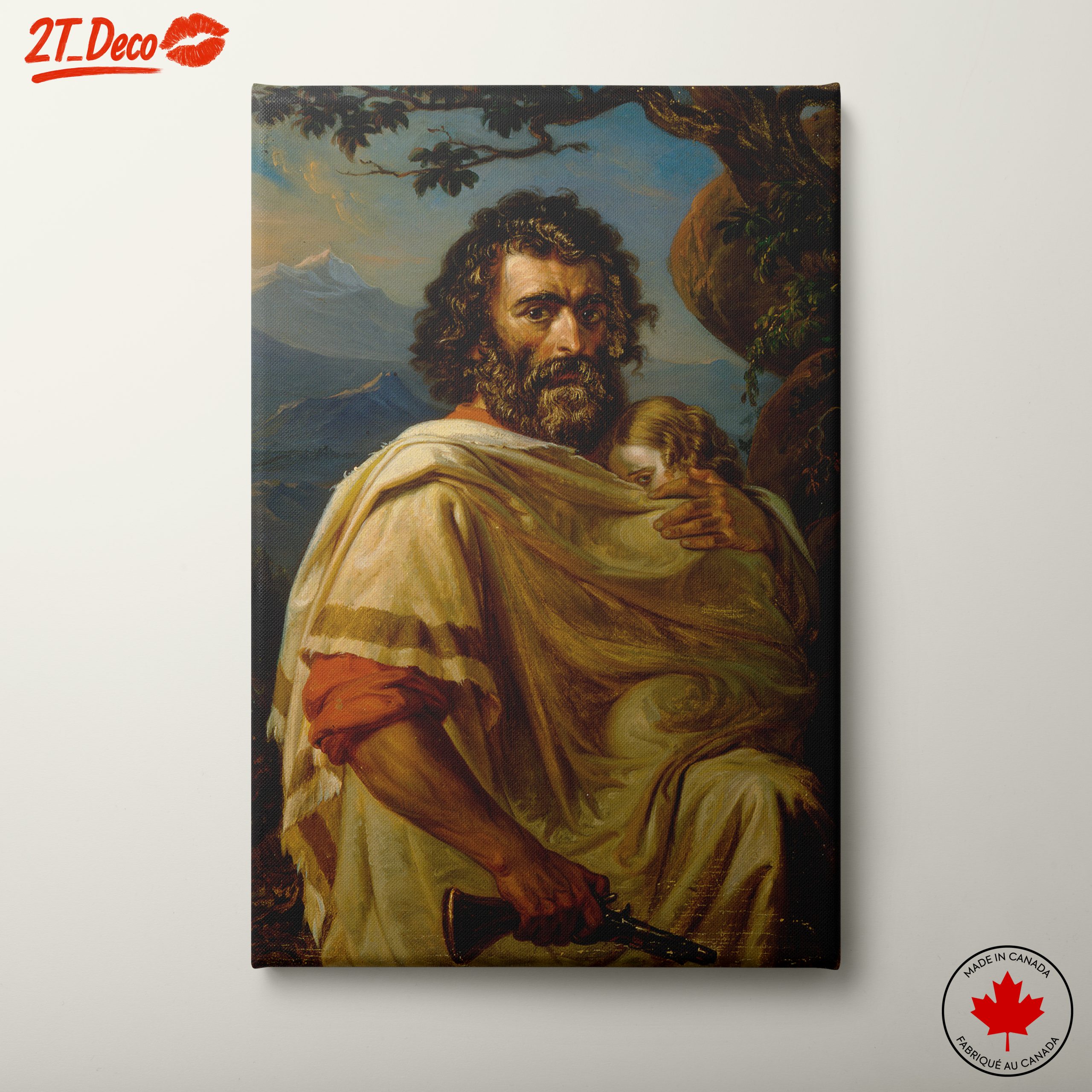 Powerful Historical Figure Embracing a Child