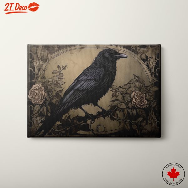 Stylized Raven with Roses Artwork