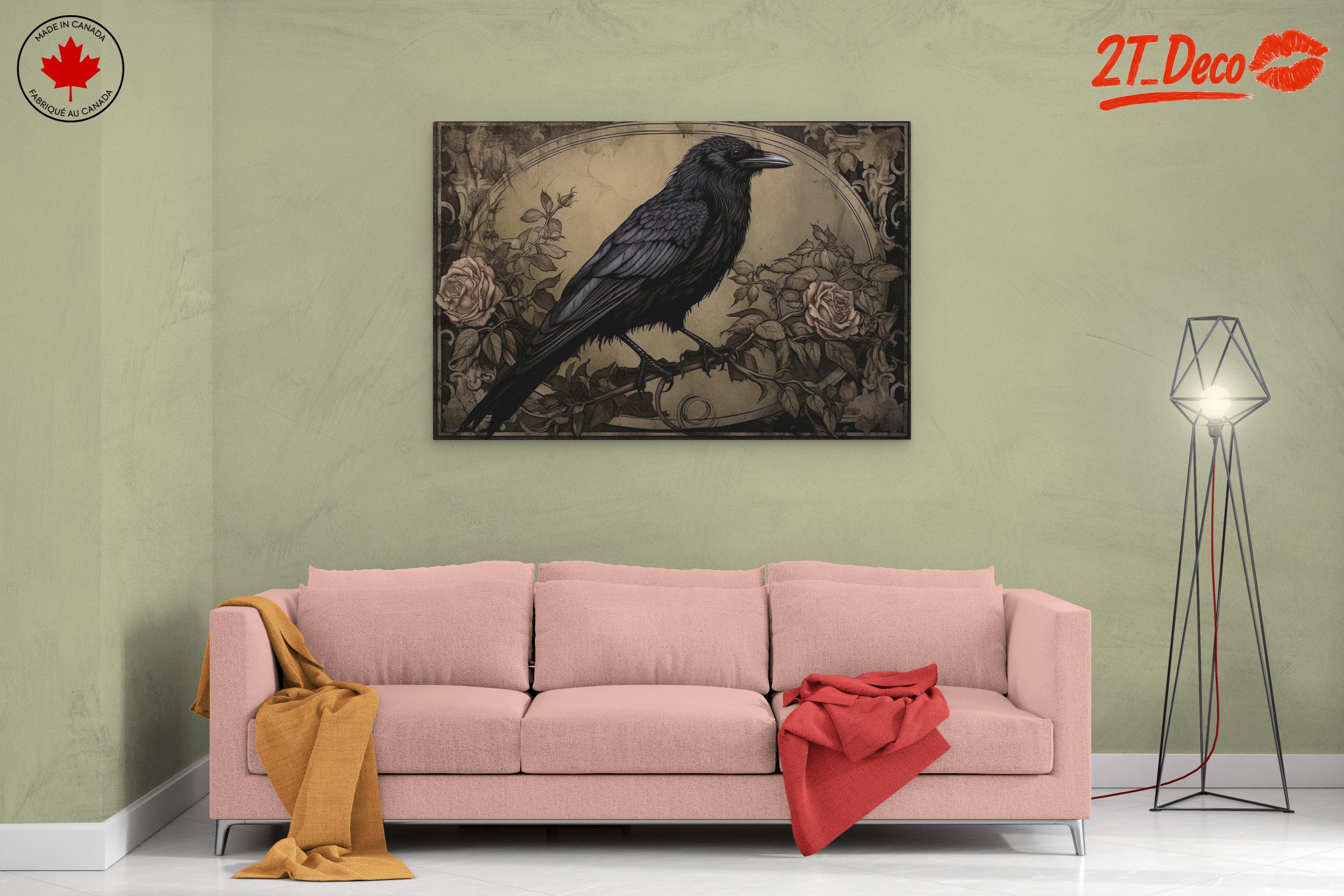 Stylized Raven with Roses Artwork - Image 2